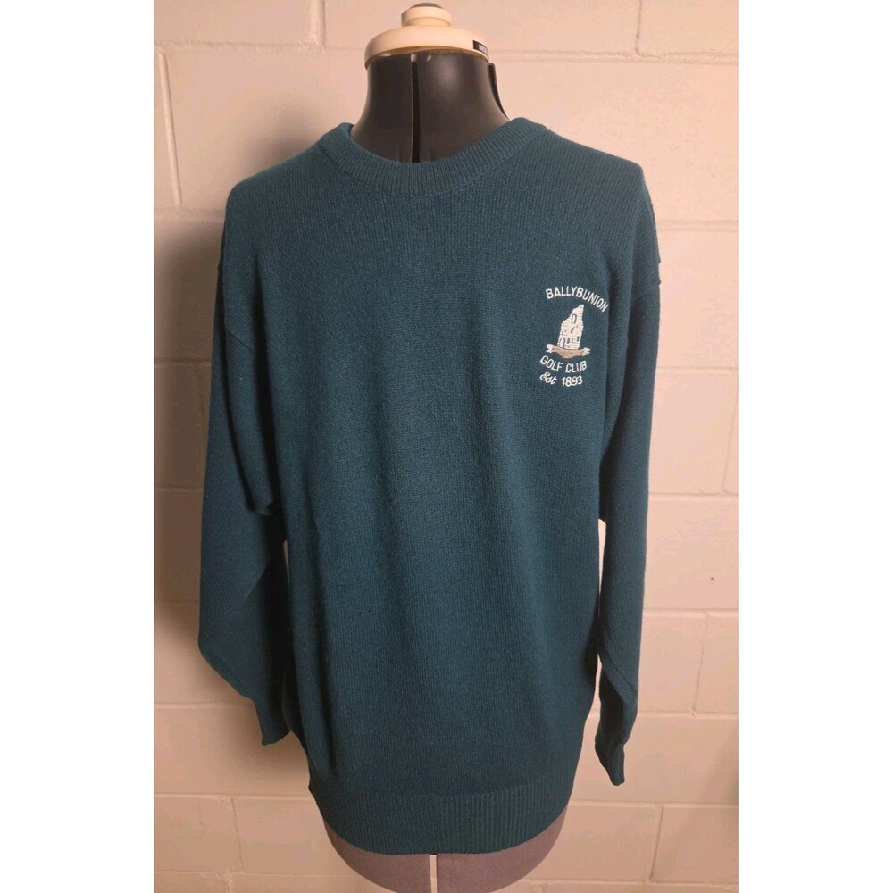 Ballybunion Golf Club Sweater Mens XS Green 100% Pure Lambs Wool Glenmuir EUC